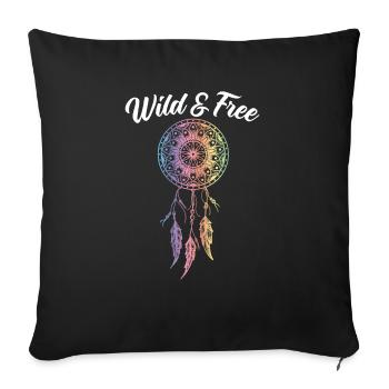 Wild And Free Native American Indigenous People - Sofa pillowcase 17,3'' x 17,3'' (45 x 45 cm) - black - Front
