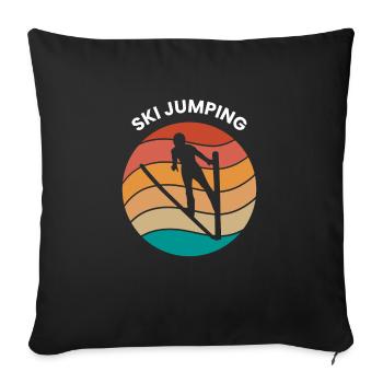 Vintage Retro Ski Jumper Skispringer - Sofa pillowcase 17,3'' x 17,3'' (45 x 45 cm) - black - Front