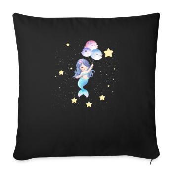 Space Mermaid Floating With Balloons - Sofa pillowcase 17,3'' x 17,3'' (45 x 45 cm) - black - Front