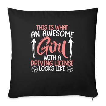 Une fille géniale avec un permis de conduire ressemble à - Housse de coussin décorative 45 x 45 cm - noir - Devant