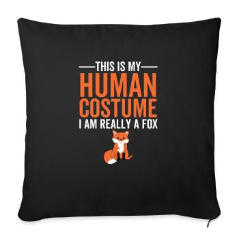 C’est mon costume humain Je suis vraiment un renard - Housse de coussin décorative 45 x 45 cm - noir - Devant