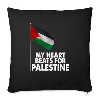 My Heart Beats For Palestine Fun Gift - Sofa pillowcase 17,3'' x 17,3'' (45 x 45 cm) - black - Front