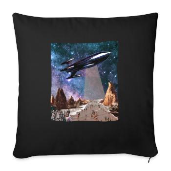 Spaceship Science Fiction Collage Art Shirt - Sofa pillowcase 17,3'' x 17,3'' (45 x 45 cm) - black - Front