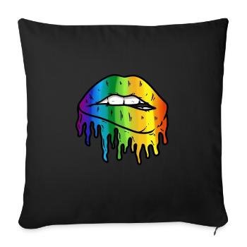 LGBT Rainbow Lip Gay Pride LGBTQ Lips Gay Pride - Sofakissenbezug 45 x 45 cm - Schwarz - Vorne