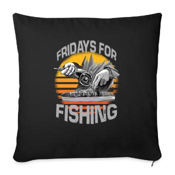 Fishing Men Sport Angler Fischer Hobby Angel - Sofa pillowcase 17,3'' x 17,3'' (45 x 45 cm) - black - Front