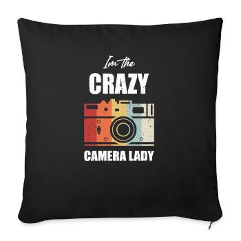 Je suis La Photo photo de la caméra de La Caméra De Lady - Housse de coussin décorative 45 x 45 cm - noir - Devant