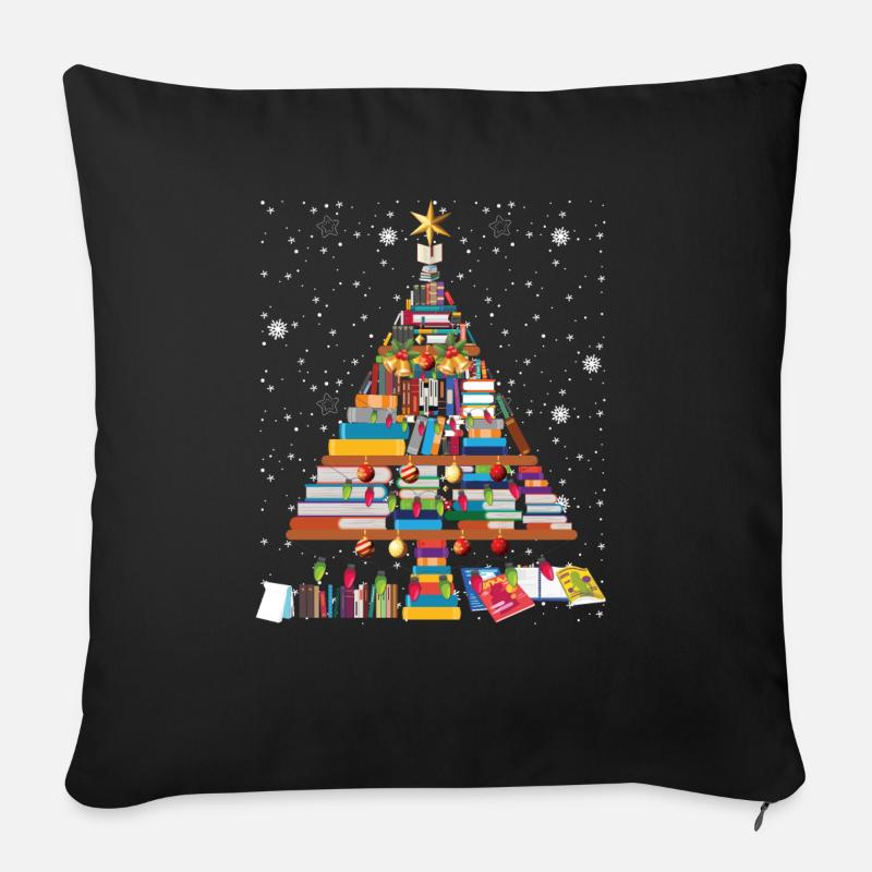 merry christmas book tree librarian book lovers - Sofakissenbezug 45 x 45 cm - Schwarz