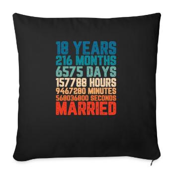 18 ans marié Mariage Mariage Dire Cadeau - Housse de coussin décorative 45 x 45 cm - noir - Devant