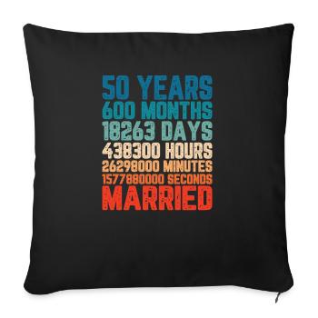 50 ans marié Mariage Mariage Dire Cadeau - Housse de coussin décorative 45 x 45 cm - noir - Devant