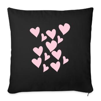 Delicate Pink Hearts - Sofa pillowcase 17,3'' x 17,3'' (45 x 45 cm) - black - Front