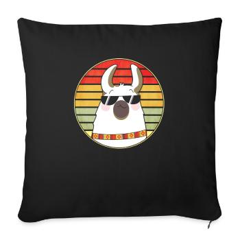 Cooles Lama Alpaca mit Sonnenbrille Geschenk - Sofakissenbezug 45 x 45 cm - Schwarz - Vorne
