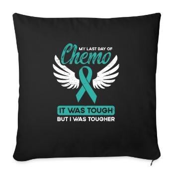 Krebs-Chemotherapie Mein letzter Tag der Chemotherapie - Sofakissenbezug 45 x 45 cm - Schwarz - Vorne