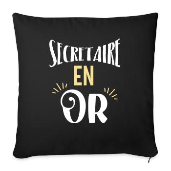 Secrétaire en or. Cadeau secretaire. - Housse de coussin décorative 45 x 45 cm - noir - Devant