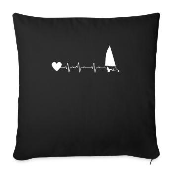 Heartbeat Heartline Heart Rate Beach Sailing - Sofa pillowcase 17,3'' x 17,3'' (45 x 45 cm) - black - Front