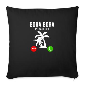 Bora Bora appelle le slogan Palme Travel Holiday Summer - Housse de coussin décorative 45 x 45 cm - noir - Devant