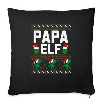 papa elfe vilain pull de Noël - Housse de coussin décorative 45 x 45 cm - noir - Devant