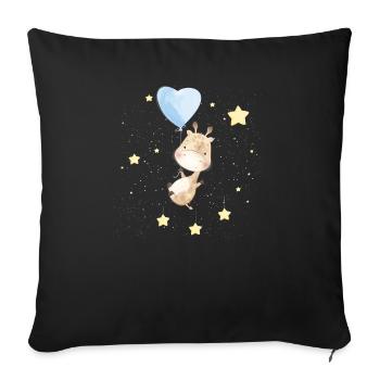 Adorable Giraffe In Space - Sofa pillowcase 17,3'' x 17,3'' (45 x 45 cm) - black - Front