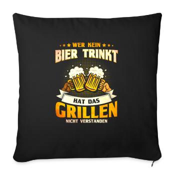 Bier Trinken Grillen BBQ Grillparty Geschenk - Sofakissenbezug 45 x 45 cm - Schwarz - Vorne