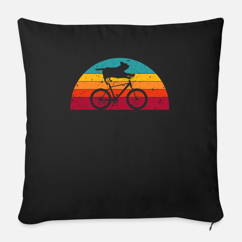 Vélo Cat Rider Cycliste Vélo Biker Vélo VTT - Housse de coussin décorative 45 x 45 cm - noir