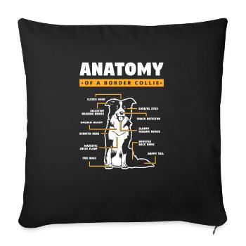 Anatomie d’un Border Collie - Housse de coussin décorative 45 x 45 cm - noir - Devant