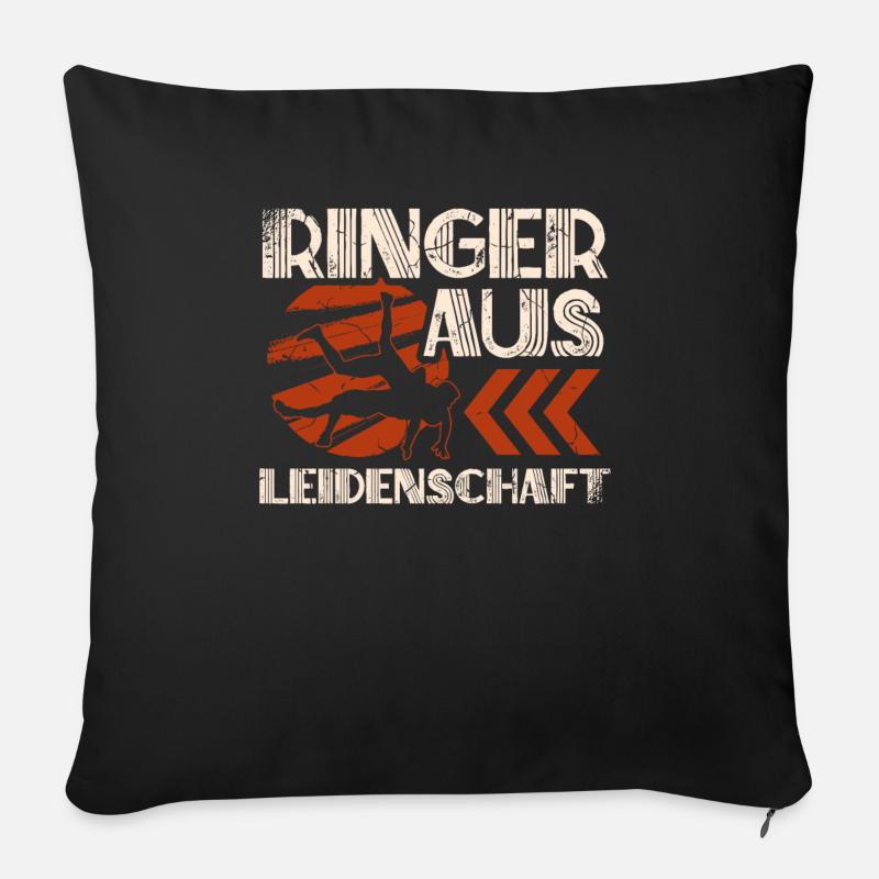 Ringen Ringer aus Leidenschaft - Sofakissenbezug 45 x 45 cm - Schwarz