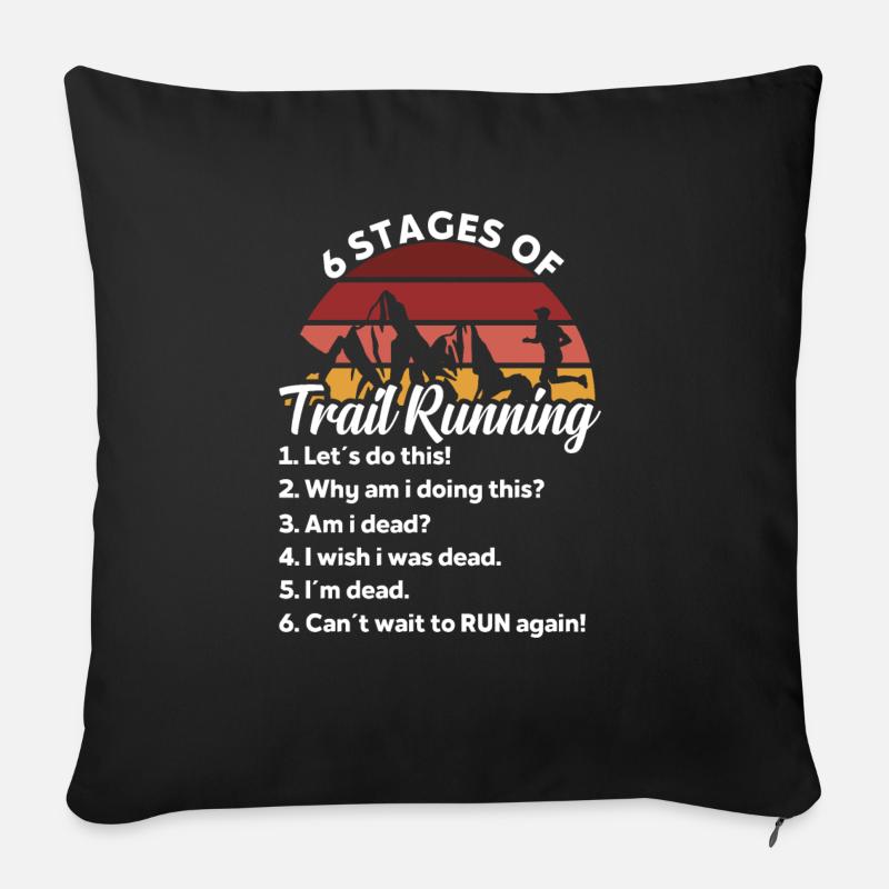 6 stages of Trail running fo Trail Runner - Sofakissenbezug 45 x 45 cm - Schwarz