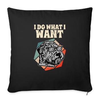 Je fais ce que je veux Retro Soft-Coated Wheaten Terrier - Housse de coussin décorative 45 x 45 cm - noir - Devant