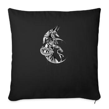 Anubis I Dieu Égyptien Mort Pharaon Faucon - Housse de coussin décorative 45 x 45 cm - noir - Devant