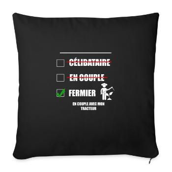 fermier célibataire en couple - Housse de coussin décorative 45 x 45 cm - noir - Devant