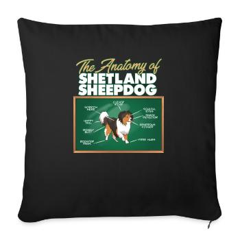Anatomie d’un chien de berger des Shetland I Drôle de chien de berger - Housse de coussin décorative 45 x 45 cm - noir - Devant