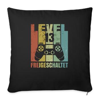Level 13 freigeschaltet Geburtstagsshirt Geschenk - Sofakissenbezug 45 x 45 cm - Schwarz - Vorne
