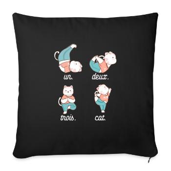 Un deux Trois Cat Funny French Cat Design - Housse de coussin décorative 45 x 45 cm - noir - Devant