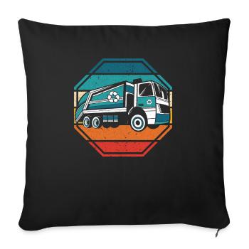 Garbage Truck Retro Waste Collector Garbage Truck Driver - Sofa pillowcase 17,3'' x 17,3'' (45 x 45 cm) - black - Front