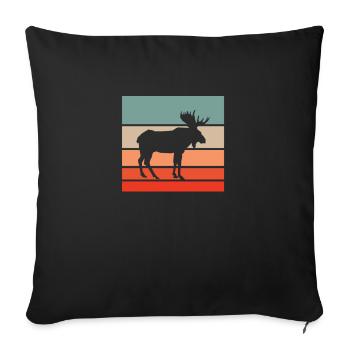 Nature Paysage Moose Deer Vintage Rétro - Housse de coussin décorative 45 x 45 cm - noir - Devant