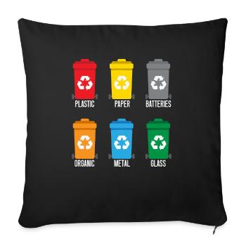 Recycling Waste Management Garbage Collector - Sofa pillowcase 17,3'' x 17,3'' (45 x 45 cm) - black - Front