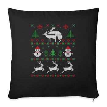 Joy Deer hässlicher Weihnachtspullover - Sofakissenbezug 45 x 45 cm - Schwarz - Vorne