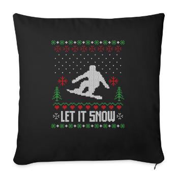 Lass es Schnee hässlichen Weihnachtspullover - Sofakissenbezug 45 x 45 cm - Schwarz - Vorne