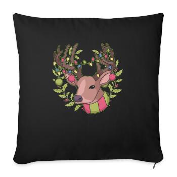 Rennes Noël Jour de Noël Noël Joyeuses Fêtes Père Noël - Housse de coussin décorative 45 x 45 cm - noir - Devant
