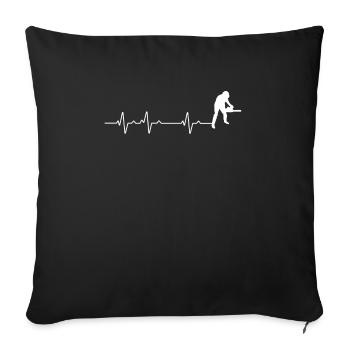 Heartbeat Heartline Fréquence cardiaque Travailleur forestier - Housse de coussin décorative 45 x 45 cm - noir - Devant