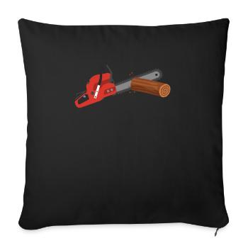 Tronçonneuse Tronçonneuse Travailleur forestier Bûcheron - Housse de coussin décorative 45 x 45 cm - noir - Devant