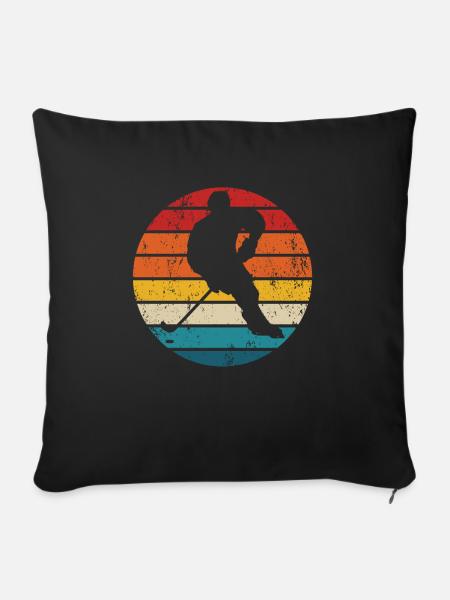 Eishockey Retro Feldhockey Hallenhockey Sport - Sofakissenbezug 45 x 45 cm - Schwarz
