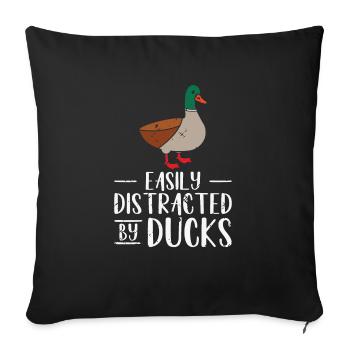 Facilement distrait par les canards Canard en caoutchouc Canard - Housse de coussin décorative 45 x 45 cm - noir - Devant