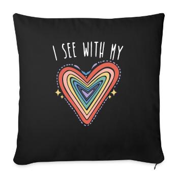 Braille Heart Visual Impairment Blind - Sofa pillowcase 17,3'' x 17,3'' (45 x 45 cm) - black - Front