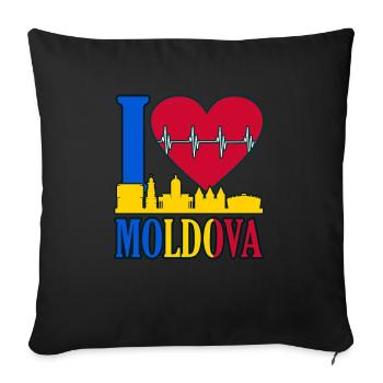 Moldova - Sofa pillowcase 17,3'' x 17,3'' (45 x 45 cm) - black - Front