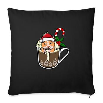 Cocoa Hamster Christmas - Sofa pillowcase 17,3'' x 17,3'' (45 x 45 cm) - black - Front