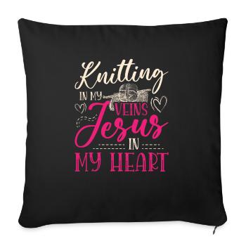 Sewing Design for a Sewing Quilting Fan - Sofa pillowcase 17,3'' x 17,3'' (45 x 45 cm) - black - Front