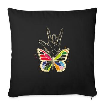 Signe de la main I Langue des signes américaine I ASL J’aime - Housse de coussin décorative 45 x 45 cm - noir - Devant