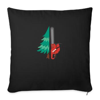 Tronçonneuse Cadeau Tronçonneuse Forêt Arbre - Housse de coussin décorative 45 x 45 cm - noir - Devant