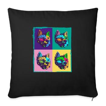 Amoureux des chiens I Pop Art West Highland White Terrier - Housse de coussin décorative 45 x 45 cm - noir - Devant