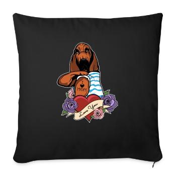 I Love Mom Tattoo I Bloodhound Mom - Sofa pillowcase 17,3'' x 17,3'' (45 x 45 cm) - black - Front